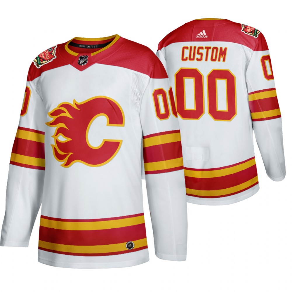 Calgary Flames Custom Men's 2019-20 Heritage Classic Authentic White Stitched NHL Jersey