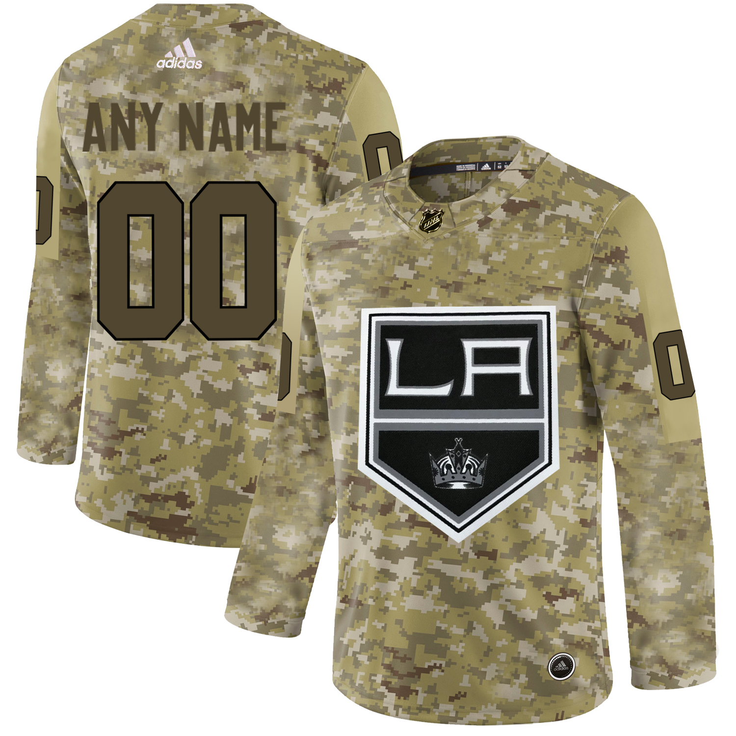 Men's Adidas Kings Personalized Camo Authentic NHL Jersey
