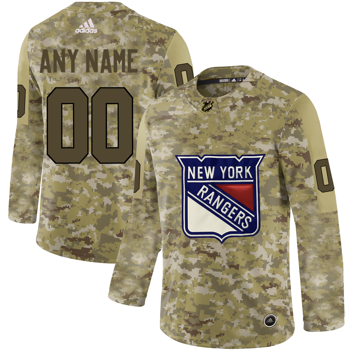 Men's Adidas Rangers Personalized Camo Authentic NHL Jersey
