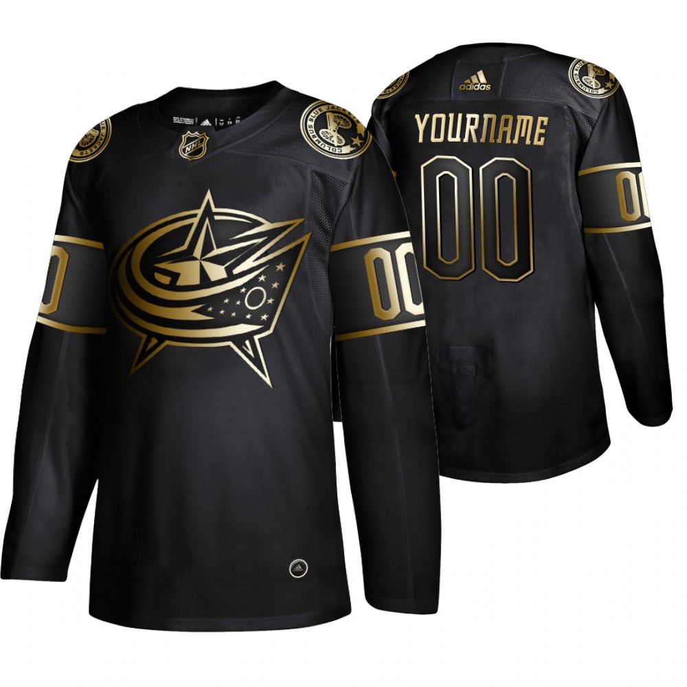 Adidas Blue Jackets Custom Men's 2019 Black Golden Edition Authentic Stitched NHL Jersey