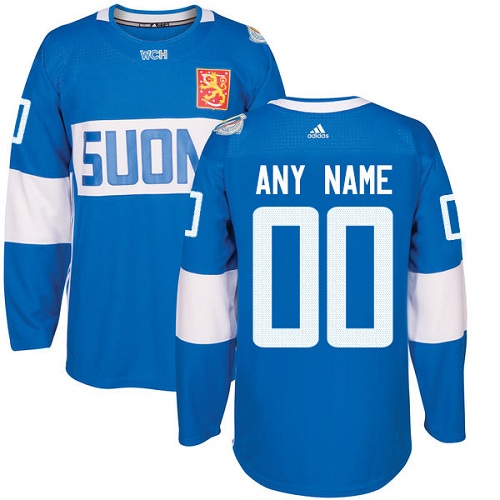 Men's Adidas Team Finland Personalized Authentic Blue Road 2016 World Cup NHL Jersey