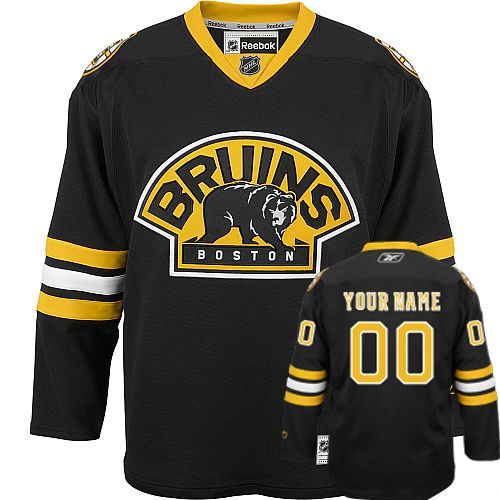 Bruins Third Personalized Authentic Black NHL Jersey (S-3XL)