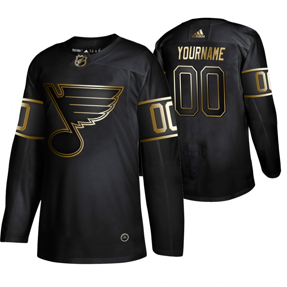 Adidas Blues Custom Men's 2019 Black Golden Edition Authentic Stitched NHL Jersey