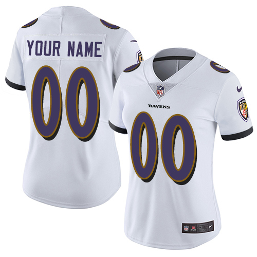 Nike Baltimore Ravens Customized White Stitched Vapor Untouchable Limited Women's NFL Jersey