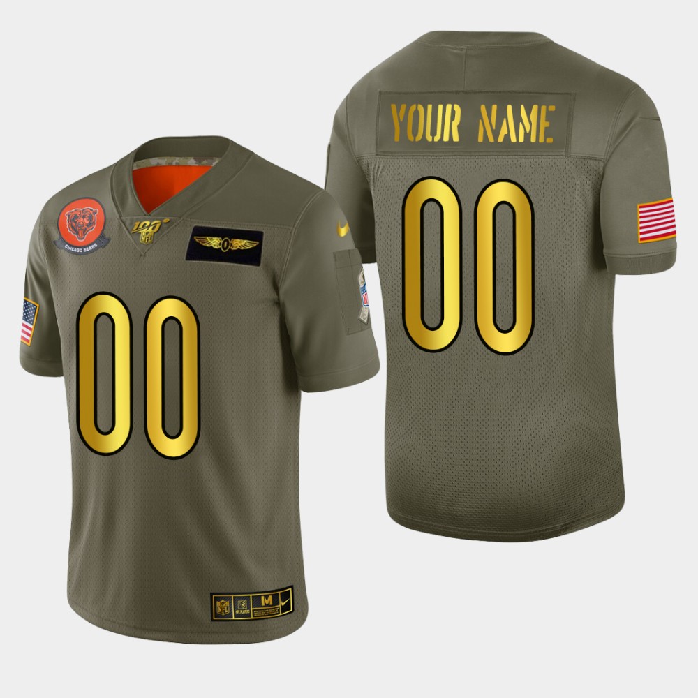 Chicago Bears Custom Men's Nike Olive Gold 2019 Salute to Service Limited NFL 100 Jersey