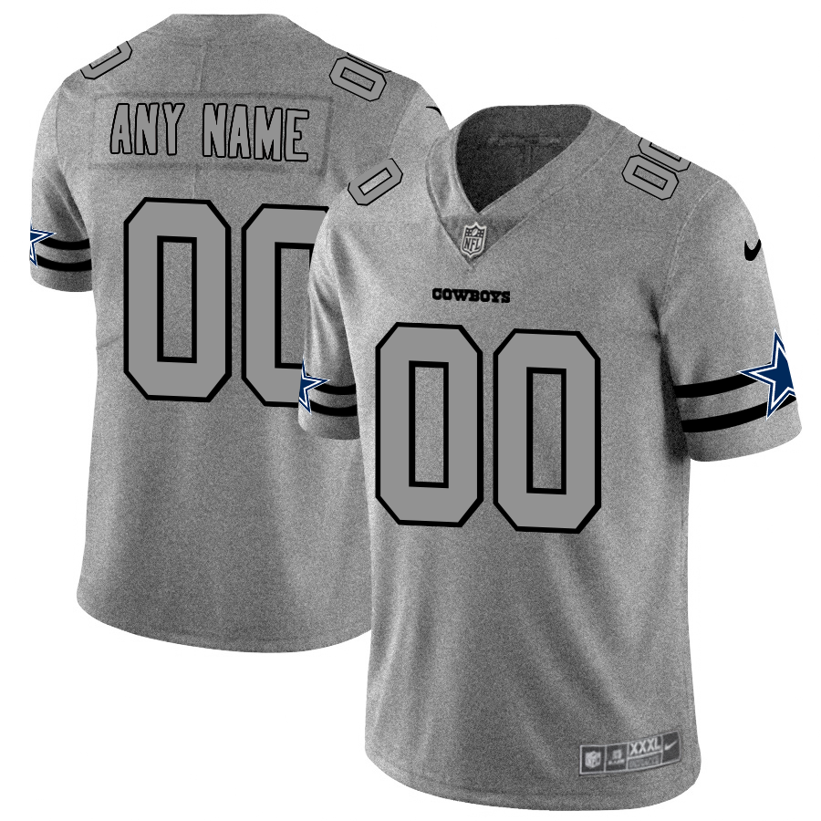 Dallas Cowboys Custom Men's Nike Gray Gridiron II Vapor Untouchable Limited NFL Jersey
