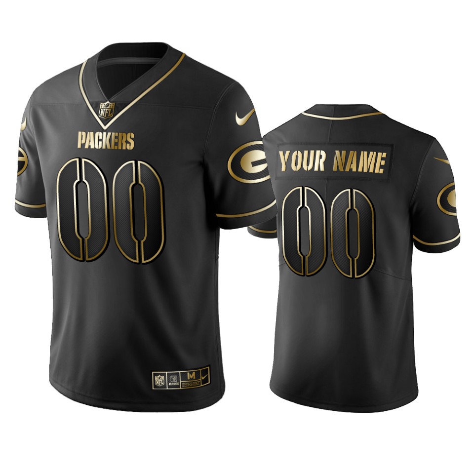Packers ACTIVE PLAYER Custom Men's Stitched NFL Vapor Untouchable Limited Black Golden Jersey