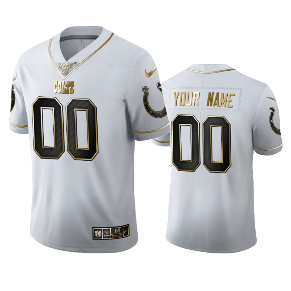 Indianapolis Colts Custom Men's Nike White Golden Edition Vapor Limited NFL 100 Jersey