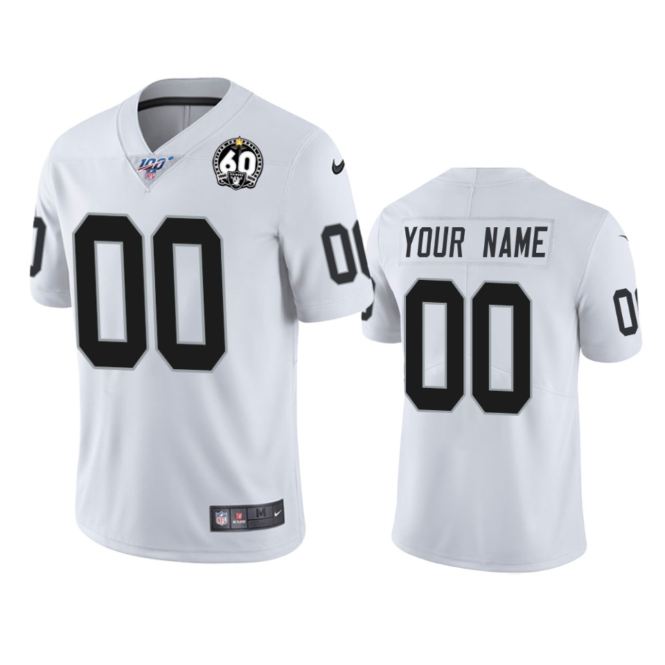 Nike Raiders Custom White 60th Anniversary Vapor Limited Stitched NFL 100th Season Jersey