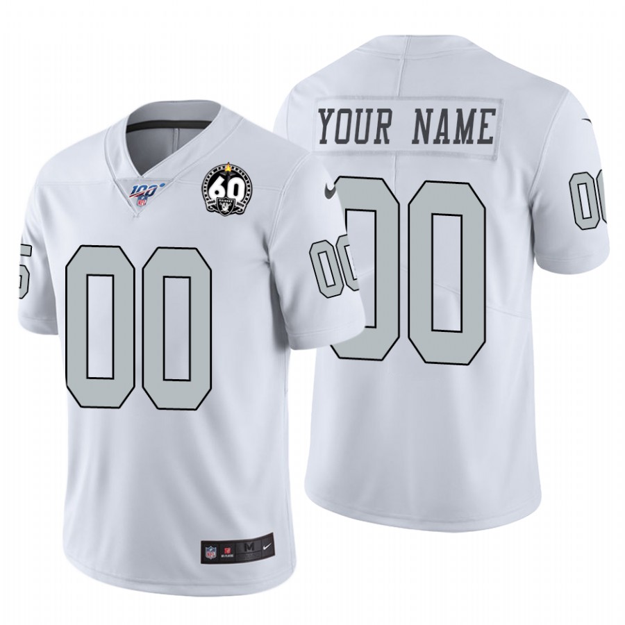 Nike Raiders Custom White 60th Anniversary Patch Men's Stitched NFL 100 Limited Color Rush Jersey