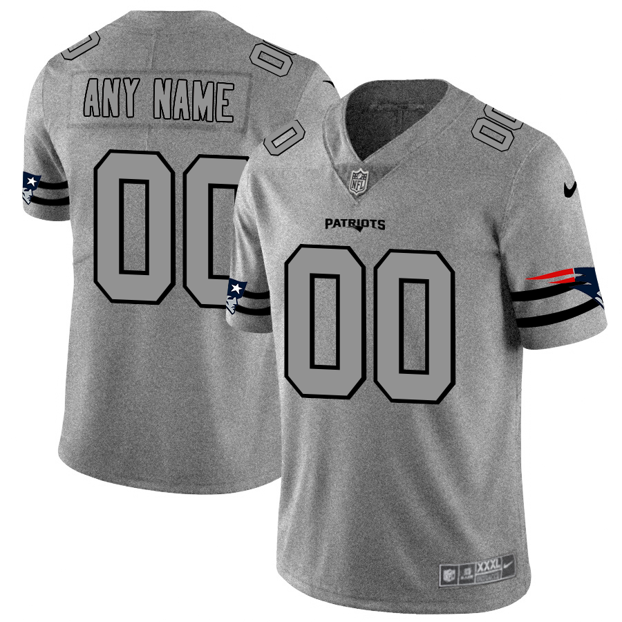 New England Patriots Custom Men's Nike Gray Gridiron II Vapor Untouchable Limited NFL Jersey