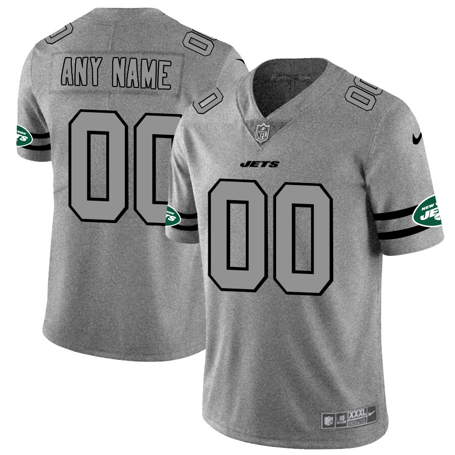 New York Jets Custom Men's Nike Gray Gridiron II Vapor Untouchable Limited NFL Jersey