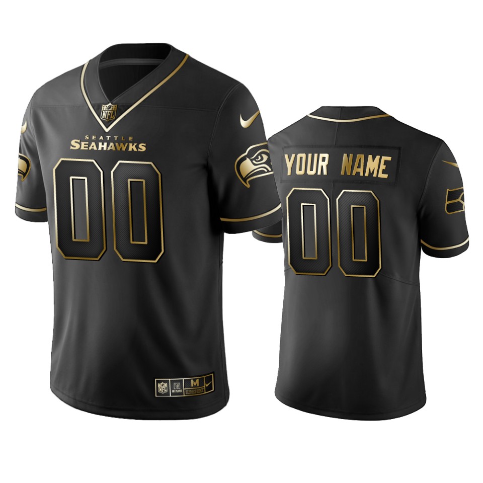 Seahawks ACTIVE PLAYER Custom Men's Stitched NFL Vapor Untouchable Limited Black Golden Jersey