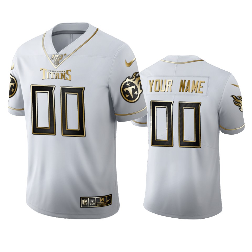 Tennessee Titans Custom Men's Nike White Golden Edition Vapor Limited NFL 100 Jersey