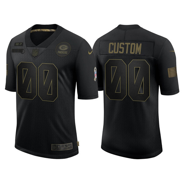 Men's Green Bay Packers Black 2020 Customize Salute To Service Limited Stitched Jersey