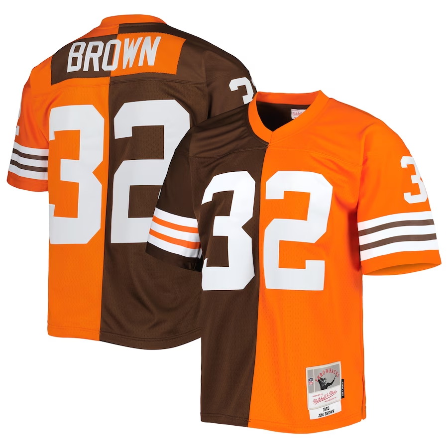 Men's Cleveland Browns ACTIVE PLAYER Brown and Orange SplitStitched Jersey