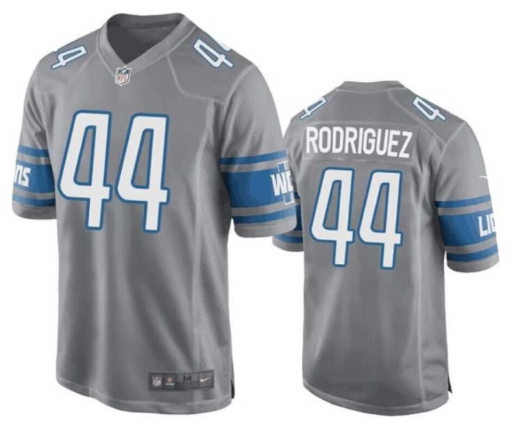 Men's Detroit Lions ACTIVE PLAYER Custom Grey Stitched Game Jersey