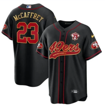 San Francisco 49ers Customized Black and Red Baseball Stitched Jersey