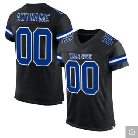 Customized Football Black and Blue Stitched Jersey