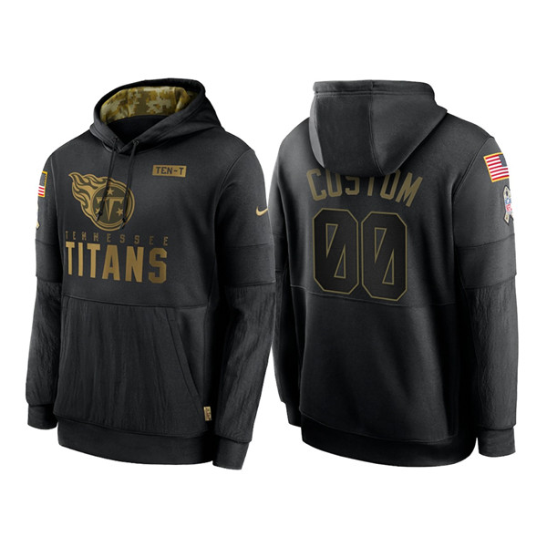 Men's Tennessee Titans Black 2020 Customize Salute to Service Sideline Therma Pullover Hoodie