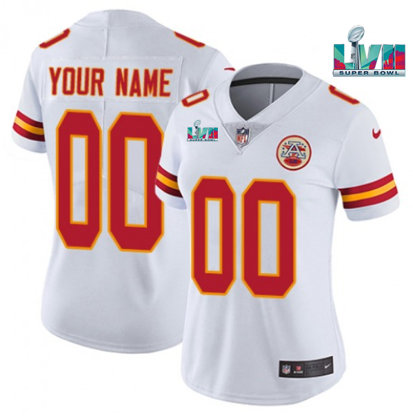 Women's Kansas City Chiefs Customized White Super Bowl LVII Limited Stitched Jersey(Run Small）