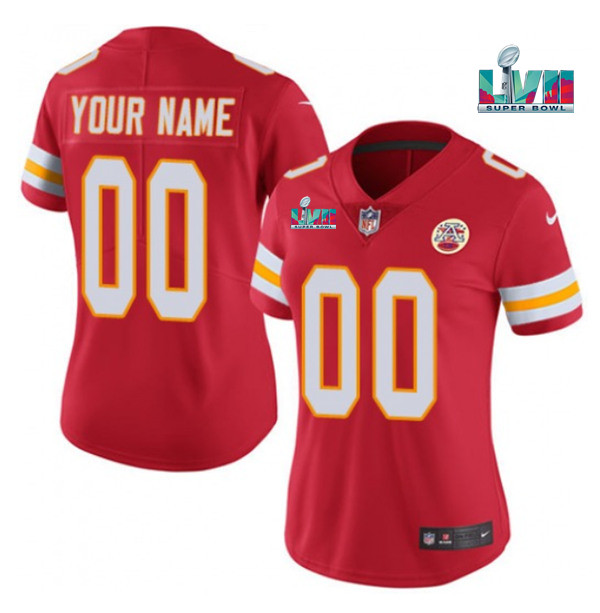 Women's Kansas City Chiefs Customized Red Super Bowl LVII Limited Stitched Jersey(Run Small）