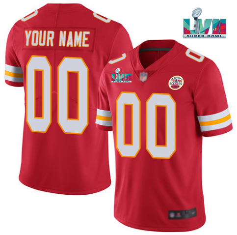 Men's Kansas City Chiefs Custom Red Super Bowl LVII Vapor Limited Stitched Jersey