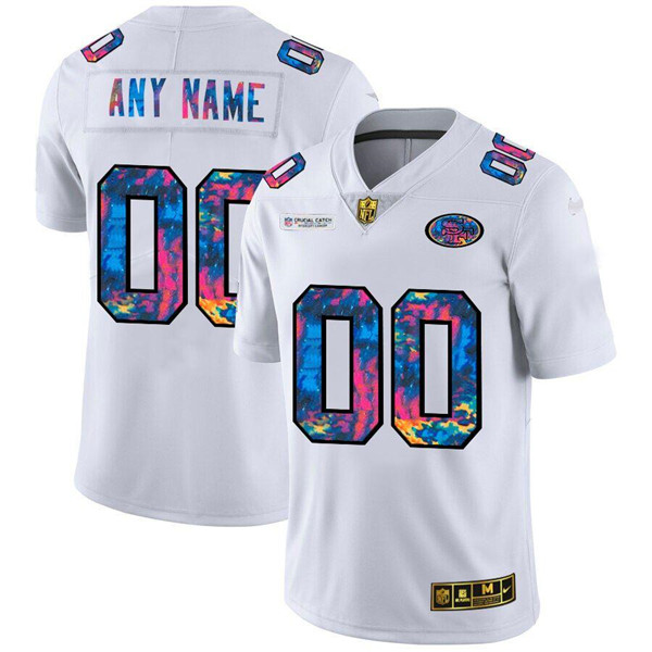 Men's San Francisco 49ers White ACTIVE PLAYER 2020 Customize Crucial Catch Limited Stitched Jersey