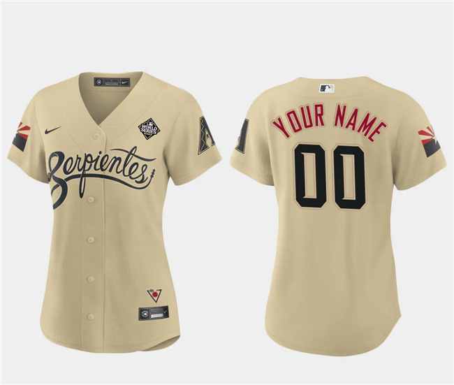 Women's Arizona Diamondbacks Active Player Custom Gold 2023 World Series City Connect Stitched Baseball Jersey(Run Small)
