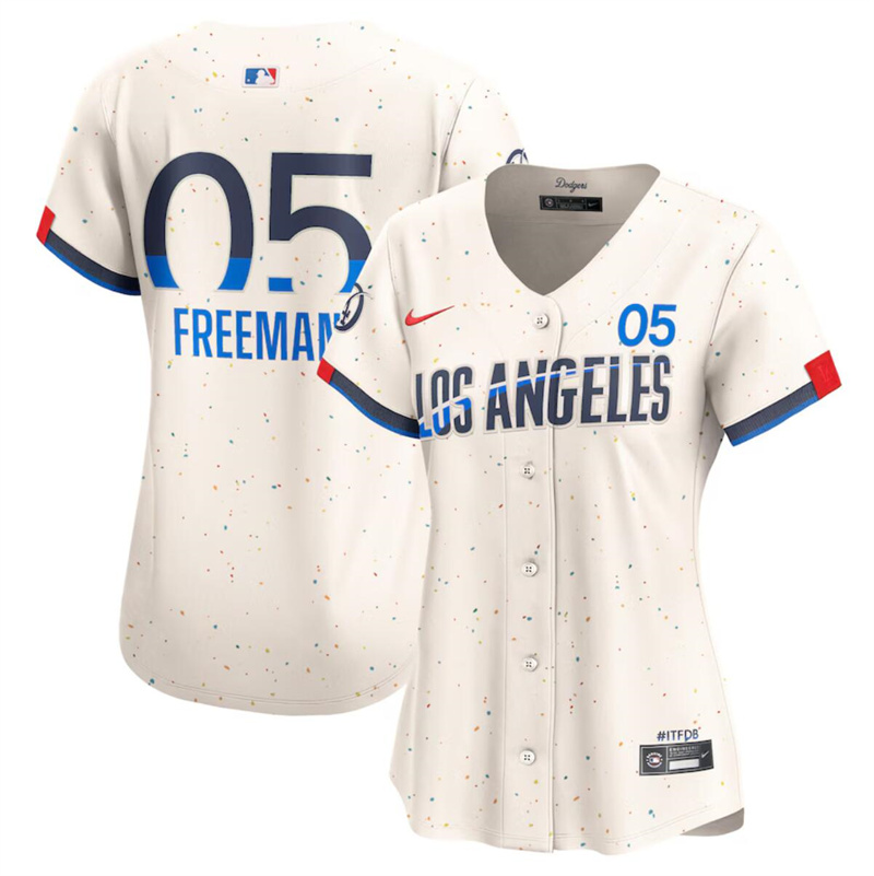 Women's Los Angeles Dodgers #5 Freddie Freeman Cream 2024 City Connect Limited Stitched Jersey(Run Small)