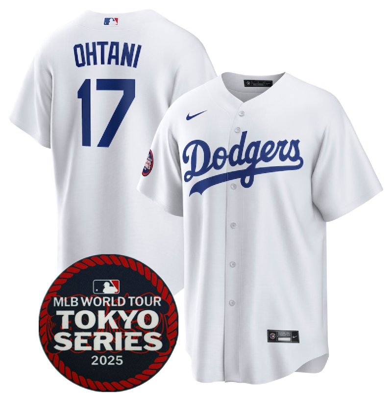 Men's Los Angeles Dodgers #17 Shohei Ohtani White 2025 World Tour: Tokyo Series Home Stitched Baseball Jersey Men's Los Angeles Dodgers #17 Shohei Ohtani White 2025 World Tour: Tokyo Series Home Stitched Baseball Jersey