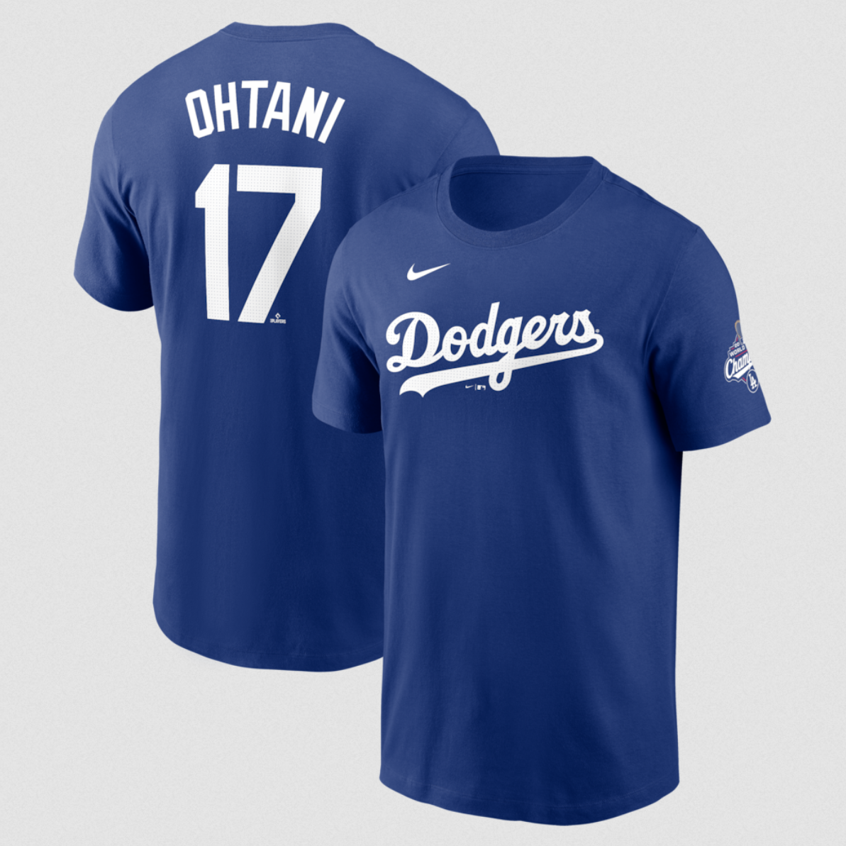 Men's Los Angeles Dodgers #17 Shohei Ohtani Royal 2025 World Series Champions Name & Number T-Shirt Men's Los Angeles Dodgers #17 Shohei Ohtani Royal 2025 World Series Champions Name & Number T-Shirt