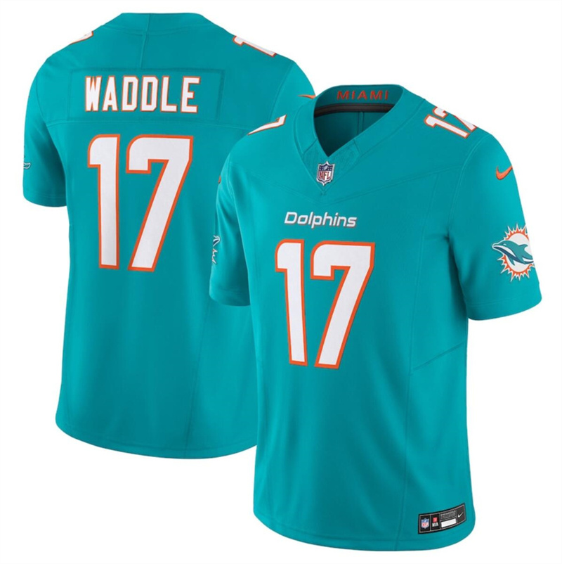 Youth Miami Dolphins #17 Jaylen Waddle Aqua 2023 F.U.S.E Vapor Limited Stitched Jersey