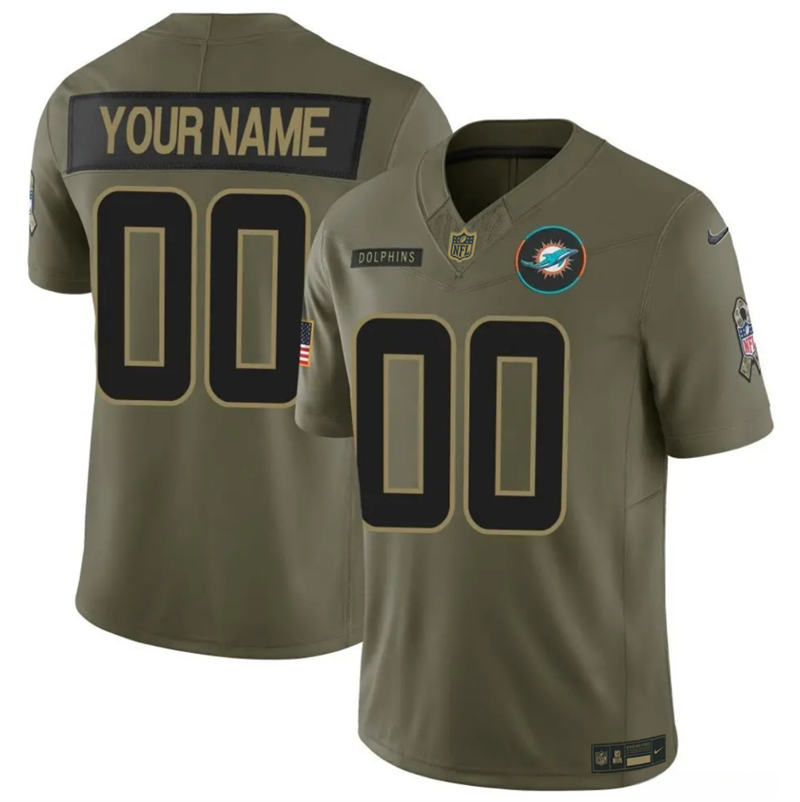 Men's Miami Dolphins Active Player Custom Olive 2025 F.U.S.E. Salute to Service Limited Stitched Football Jersey Men's Miami Dolphins Active Player Custom Olive 2025 F.U.S.E. Salute to Service Limited Stitched Football Jersey
