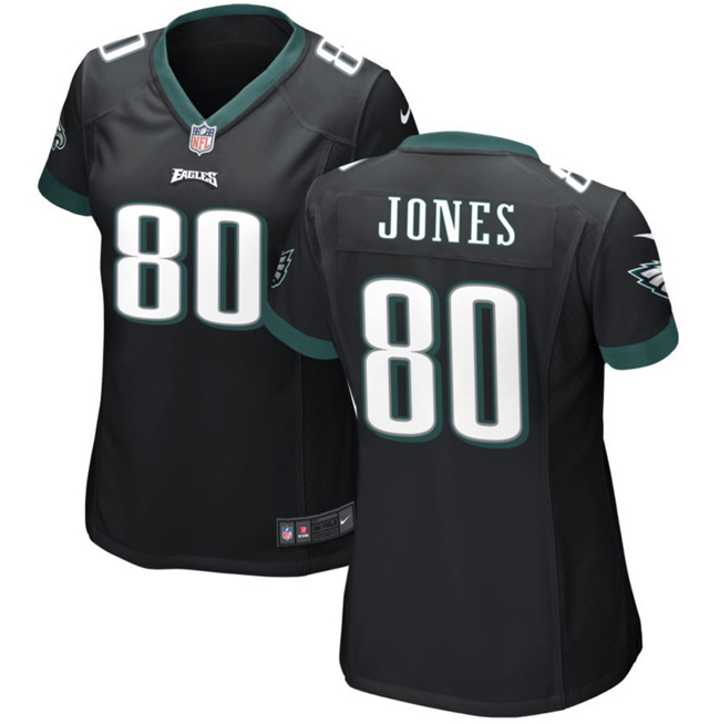 Women's Philadelphia Eagles #80 Julio Jones Black Stitched Football Jersey(Run Small)