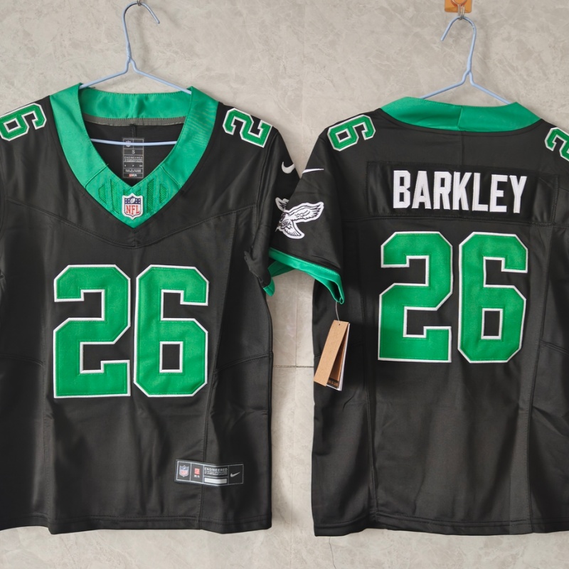 Women's Philadelphia Eagles #26 Saquon Barkley Black Throwback F.U.S.E. Vapor Untouchable Limited Stitched Football Jersey(Run Small)