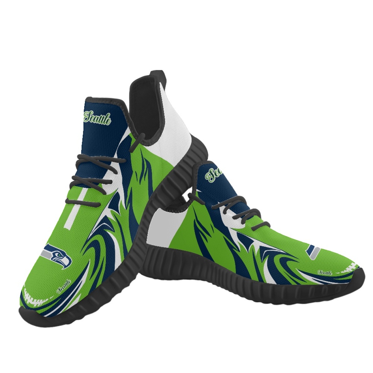 Men's Seattle Seahawks Mesh Knit Sneakers/Shoes 013