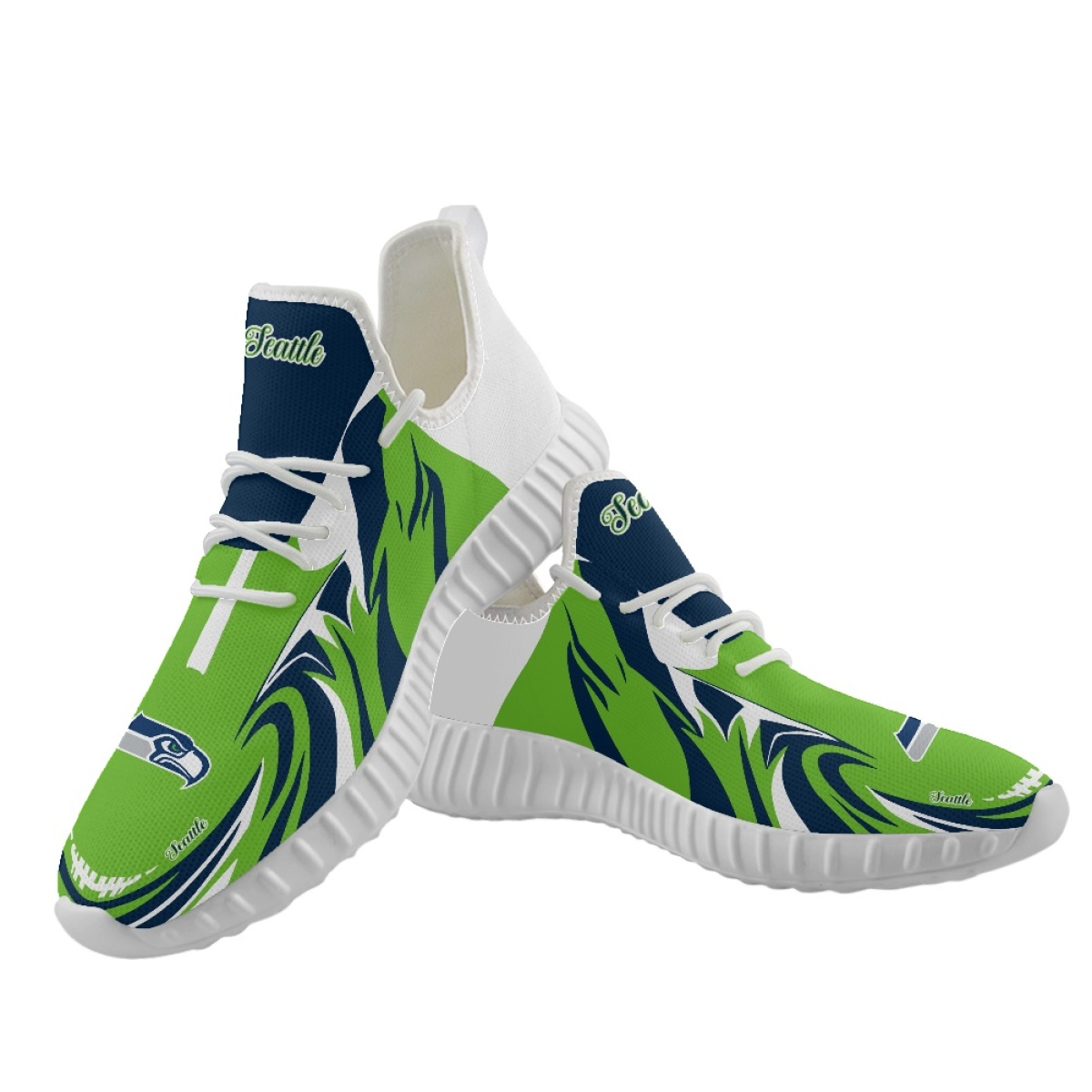 Men's Seattle Seahawks Mesh Knit Sneakers/Shoes 014
