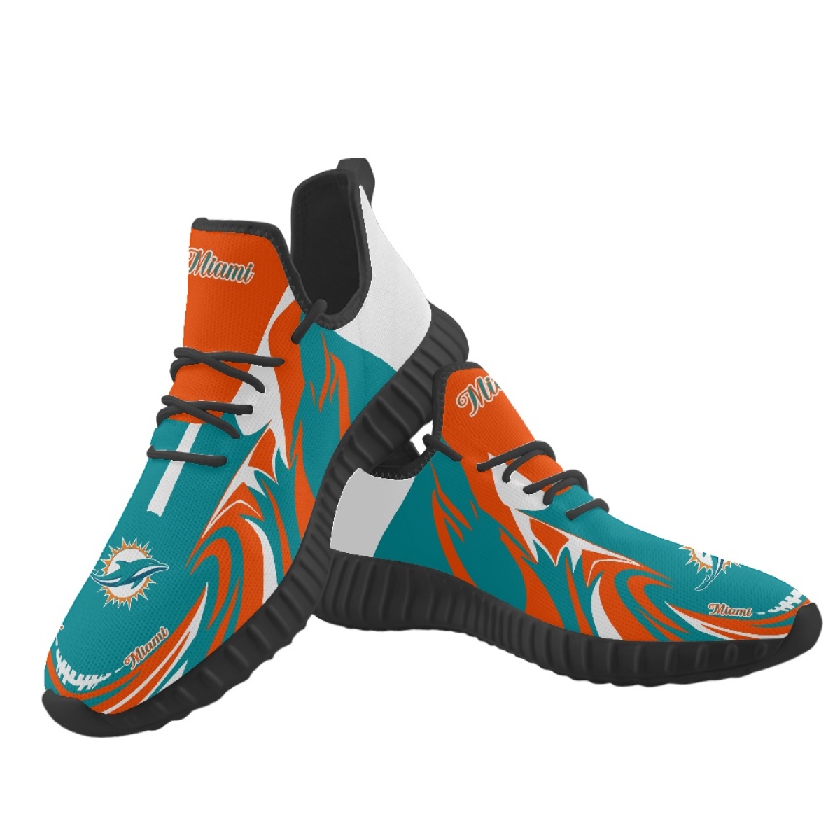 Men's Miami Dolphins Mesh Knit Sneakers/Shoes 020