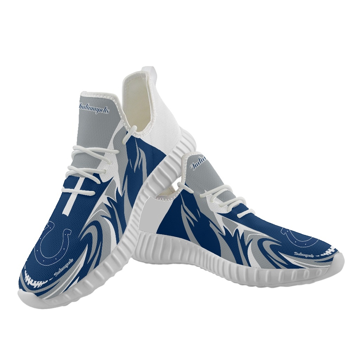 Men's Indianapolis Colts Mesh Knit Sneakers/Shoes 012