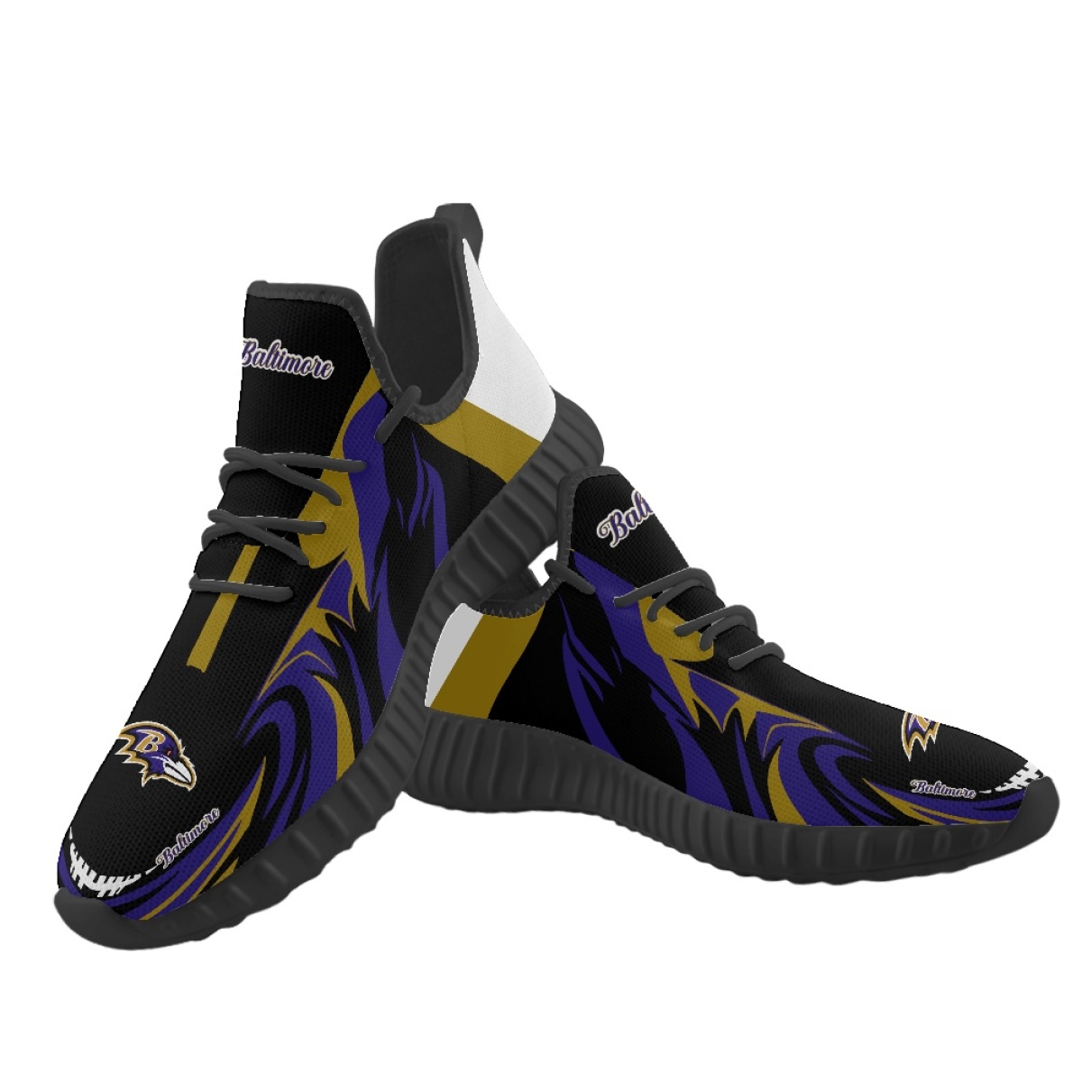 Men's Baltimore Ravens Mesh Knit Sneakers/Shoes 018