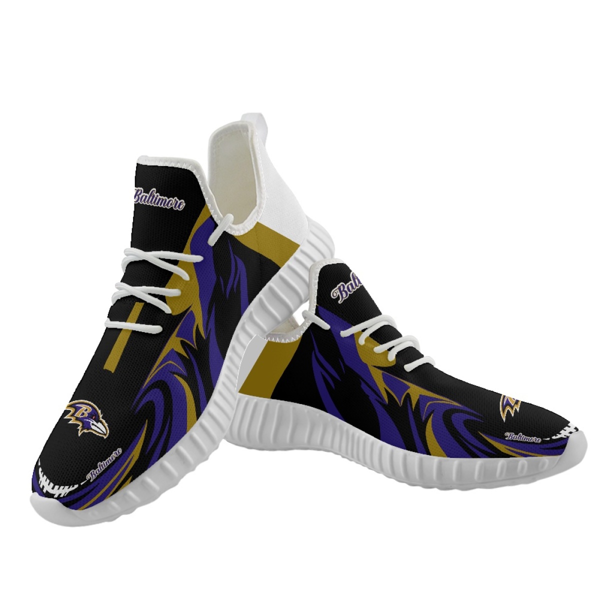 Men's Baltimore Ravens Mesh Knit Sneakers/Shoes 019