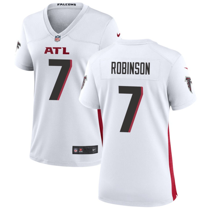 Women's Atlanta Falcons #7 Bijan Robinson White Stitched Jersey(Run Small)