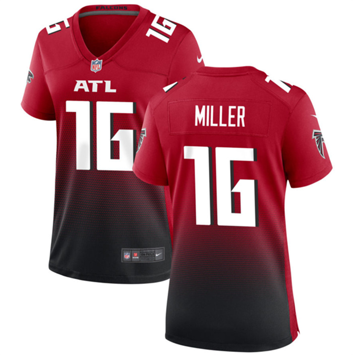 Women's Atlanta Falcons #16 Scott Miller Red/Black Stitched Jersey(Run Small)