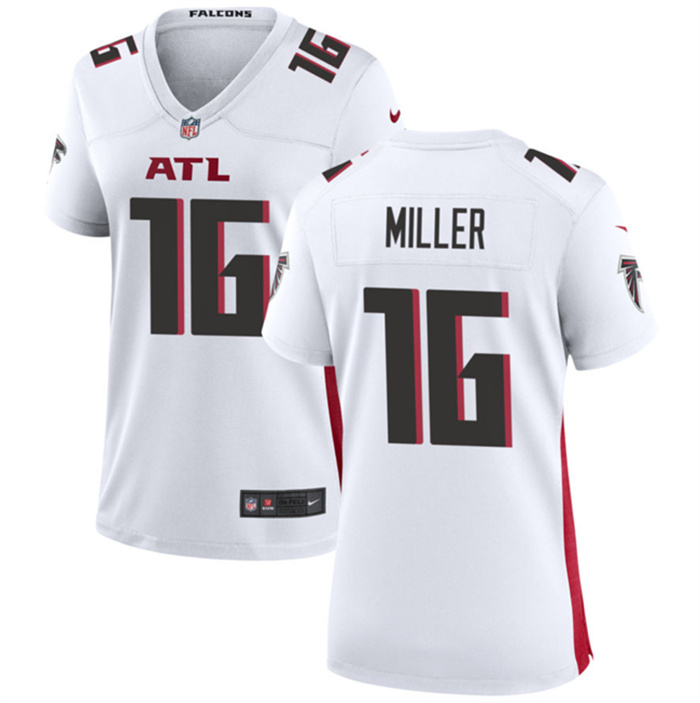 Women's Atlanta Falcons #16 Scott Miller White Stitched Jersey(Run Small)