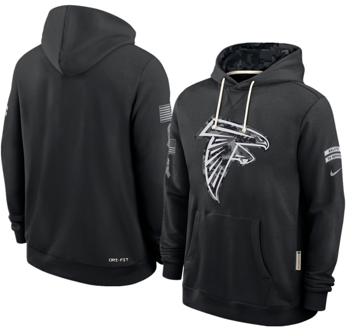 Men's Atlanta Falcons Black 2026 Salute to Service Sideline Dri-FIT Pullover Hoodie