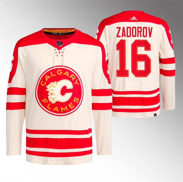 Men's Calgary Flames #16 Nikita Zadorov 2023 Cream Heritage Classic Primegreen Stitched Jersey