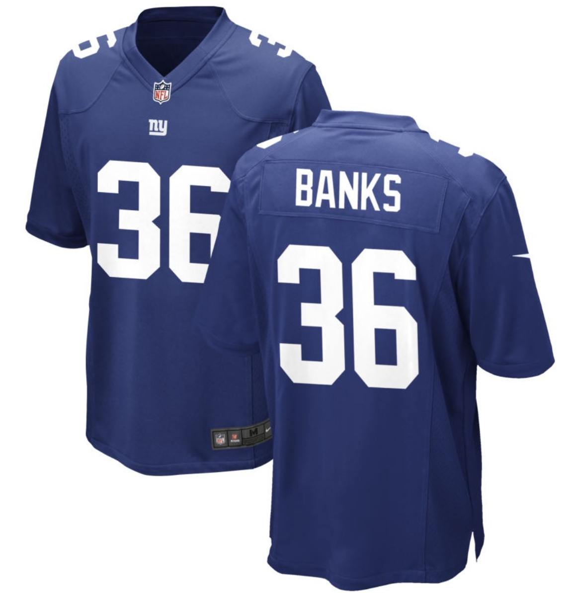 Youth New York Giants #36 Deonte Banks Blue 2023 Draft Stitched Game Jersey