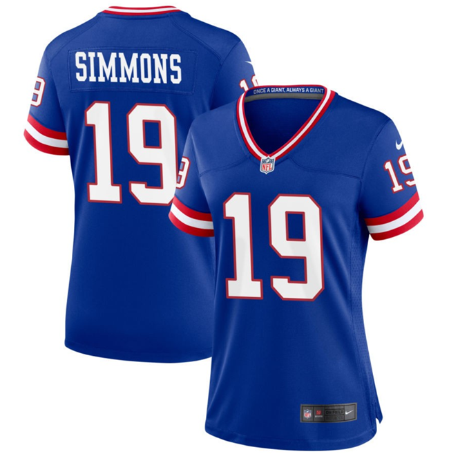 Women's New York Giants #19 Isaiah Simmons Royal Classic Retired Player Stitched Jersey(Run Small)