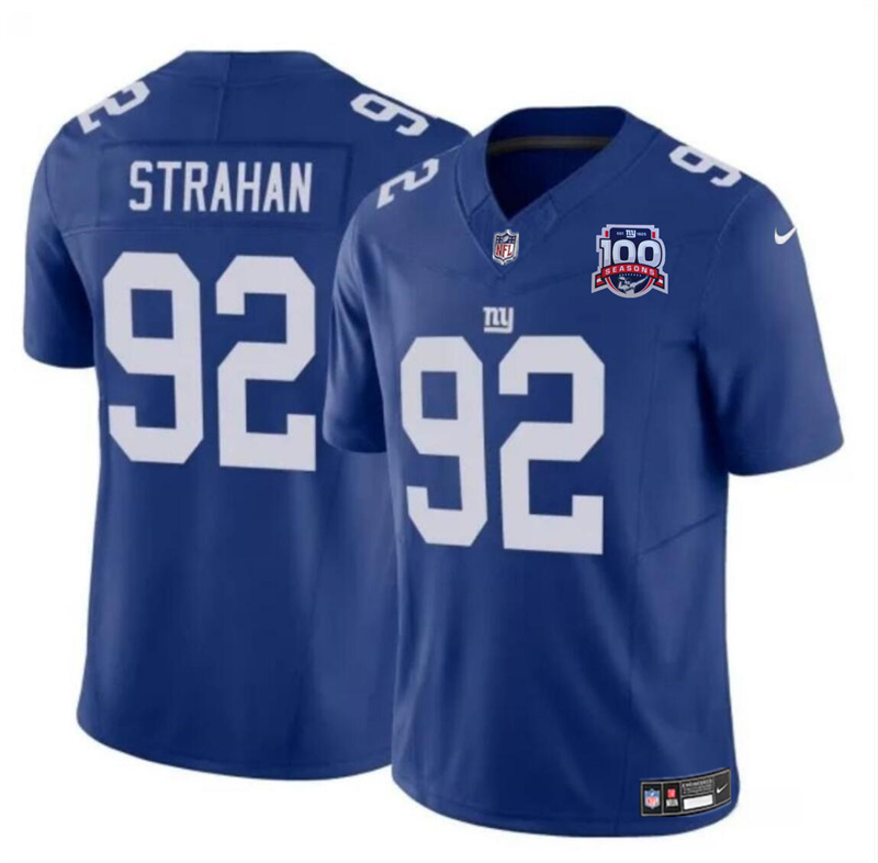 Youth New York Giants #92 Michael Strahan Blue 2024 F.U.S.E. 100TH Season Patch Vapor Untouchable Limited Stitched Jersey Youth New York Giants #92 Michael Strahan Blue 2024 F.U.S.E. 100TH Season Patch Vapor Untouchable Limited Stitched Jersey